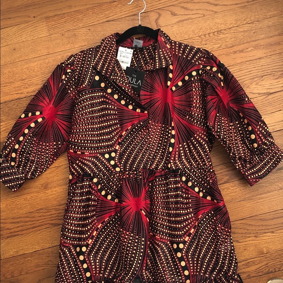 NWT The OULA Company Tiered Maxi Printed Cotton Dress Size Small oversized - Picture 4 of 9